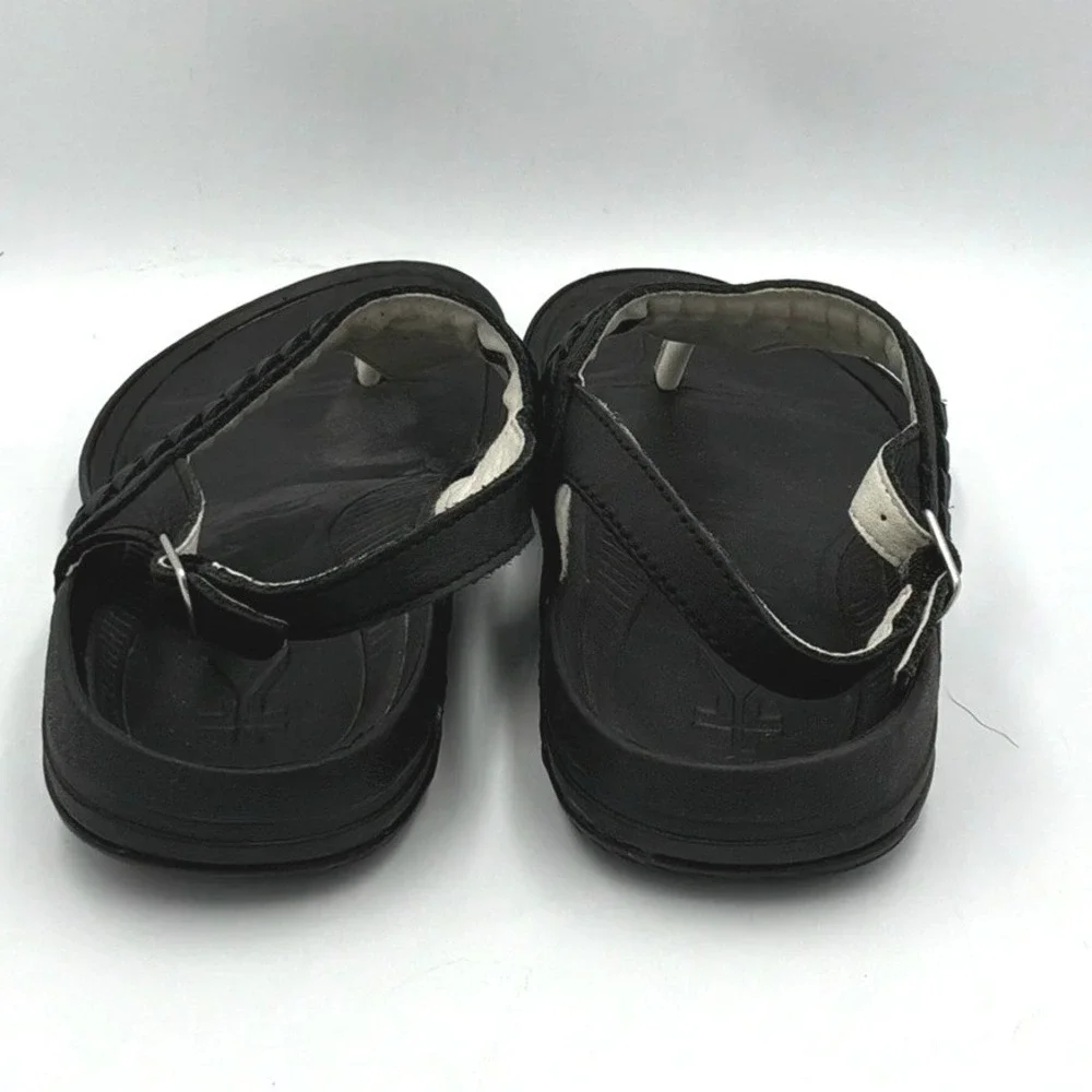 KURU Letti Sandals Womens 8 Black Braided Slingback Thong Comfort